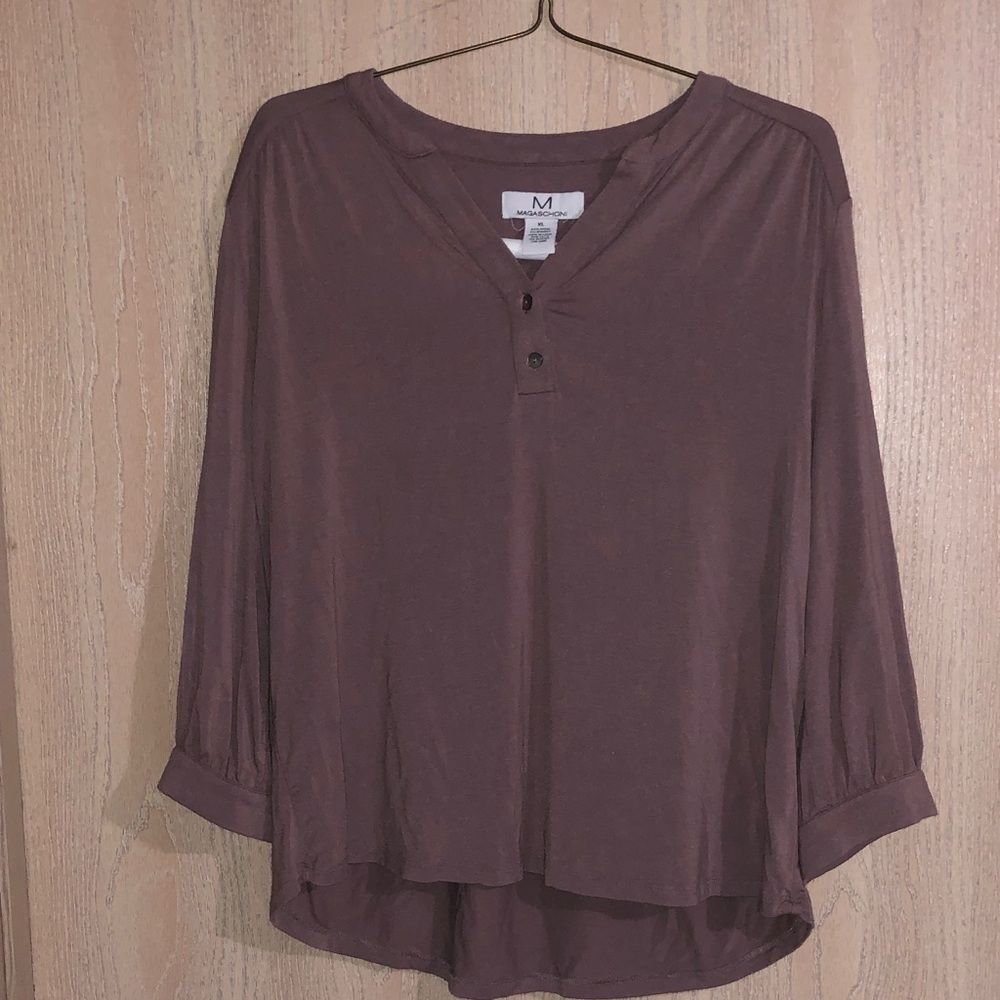 Magaschoni Dusty Lavender Henley Blouse XL